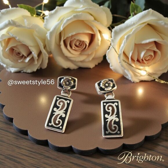 Brighton Jewelry - BRIGHTON "Fontina" Vintage Enamel Inlay And Silver Pushback Earrings EUROSUMMER!